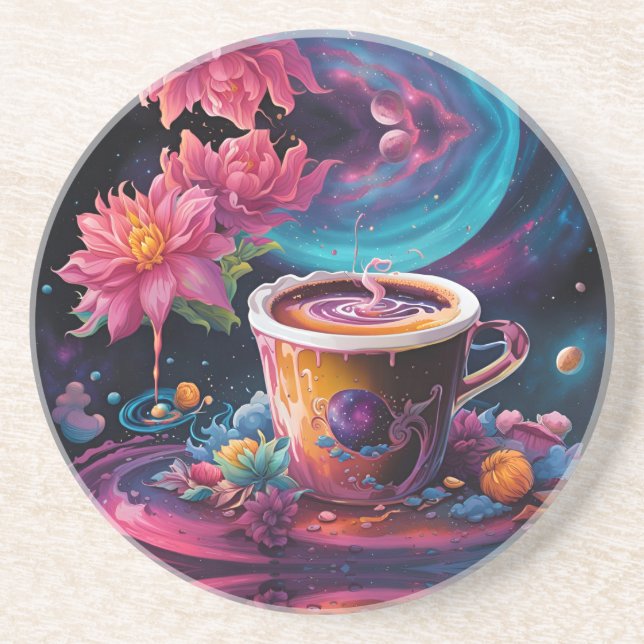 Dessous De Verre En Grès Galaxy Garden Coffee Art (Devant)