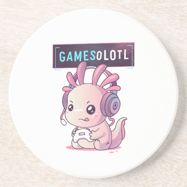 Dessous De Verre En Grès Gamesolotl - Axolotl Gamer (Devant)