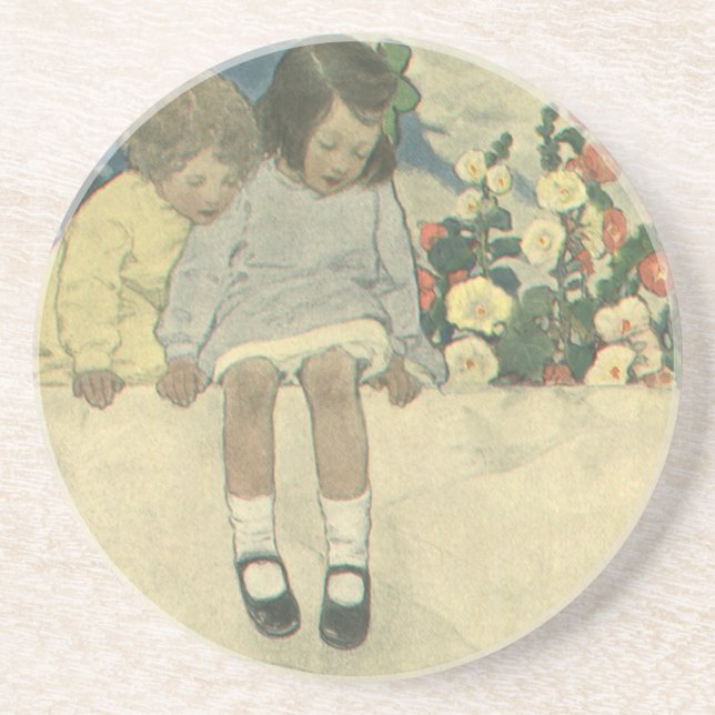Dessous De Verre En Grès Garden Wall Jessie Willcox Smith, Enfants Vintages (Devant)