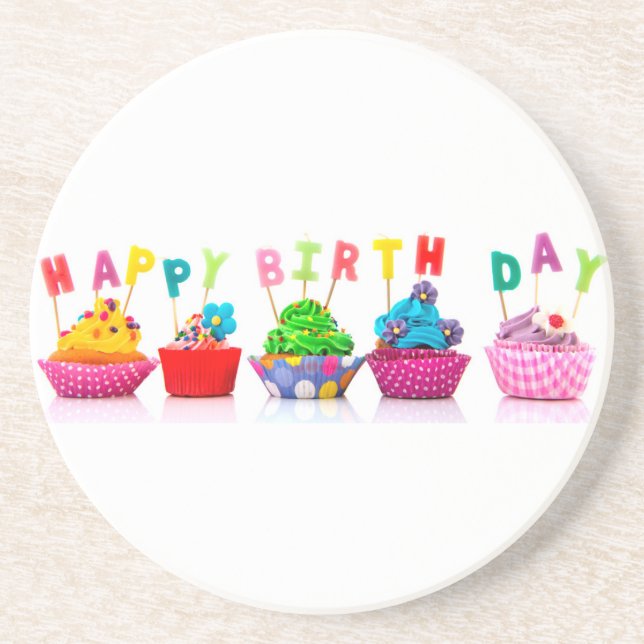 Dessous De Verre En Grès Gâteaux d'anniversaire (Devant)