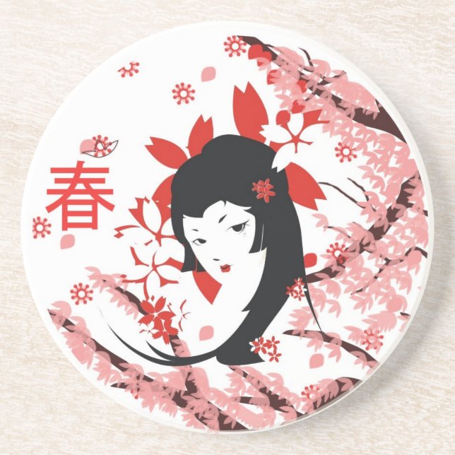 Dessous De Verre En Grès Geisha de ressort (Devant)