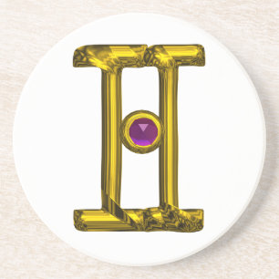 Dessous De Verre En Grès GEMINI ZODIAC ANNIVERSAIRE JEWEL Purple Alexandrit