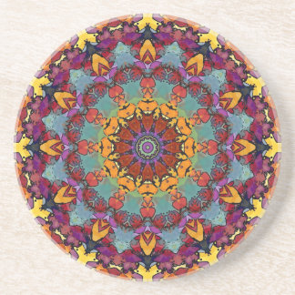 Dessous De Verre En Grès Geometric Mandala Purple Blue Design-64351
