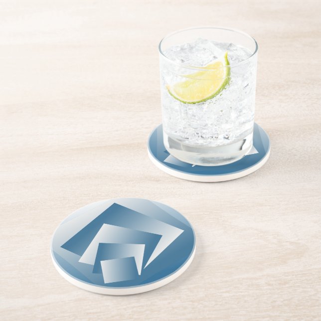 Dessous De Verre En Grès Géométrie bleu sarcelle (Côté)