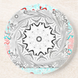 Dessous De Verre En Grès Géométrie en cyan rose africain