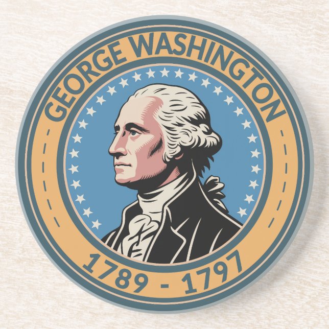 Dessous De Verre En Grès George Washington US President Illustration Badge (Devant)