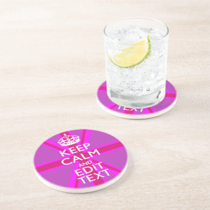 Dessous De Verre En Grès Get Your Keep Calm Text on Fuchsia Union Jack