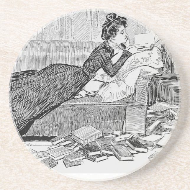 Dessous De Verre En Grès Gibson Girl Reading (Devant)