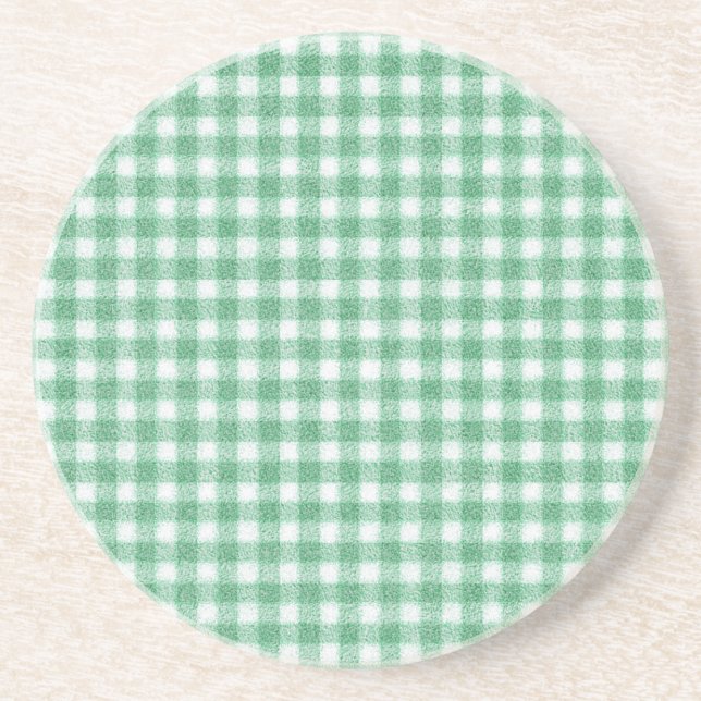 Dessous De Verre En Grès Gingham vert menthe  (Devant)