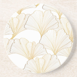 Dessous De Verre En Grès Ginkgo Gold : Arrangement de feuille luxueux