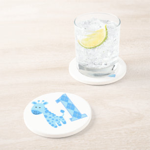 Dessous De Verre En Grès Giraffe Bleue Premier anniversaire