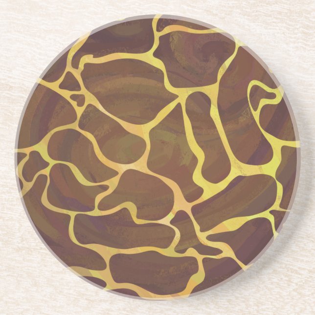 Dessous De Verre En Grès Giraffe Brown et jaune (Devant)