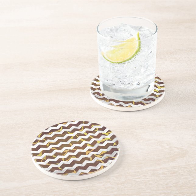 Dessous De Verre En Grès Giraffe Brown et jaune (Côté)