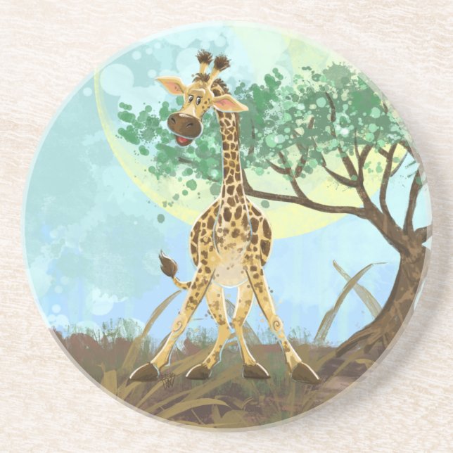 Dessous De Verre En Grès Giraffe de la Parade Animale (Devant)