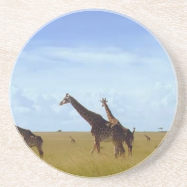 Dessous De Verre En Grès Giraffes africaines Safari (Devant)