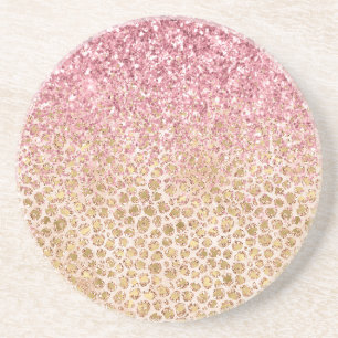 Dessous De Verre En Grès Girly Peach Gold Empreinte de léopard Parties scin