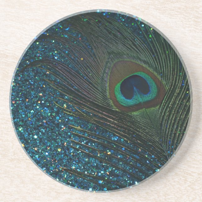Dessous De Verre En Grès Glitter Aqua Peacock (Devant)