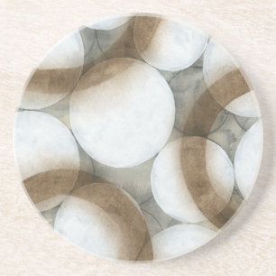 Dessous De Verre En Grès Globes blancs et cercles Brown