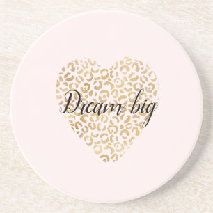 Dessous De Verre En Grès Gold Blush Empreinte de léopard Heart