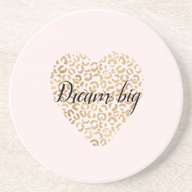 Dessous De Verre En Grès Gold Blush Empreinte de léopard Heart (Devant)