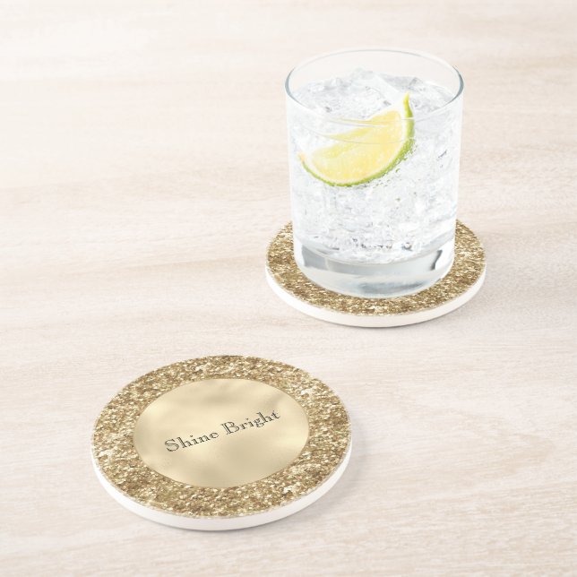 Dessous De Verre En Grès Gold Confeti Glitter (Côté)