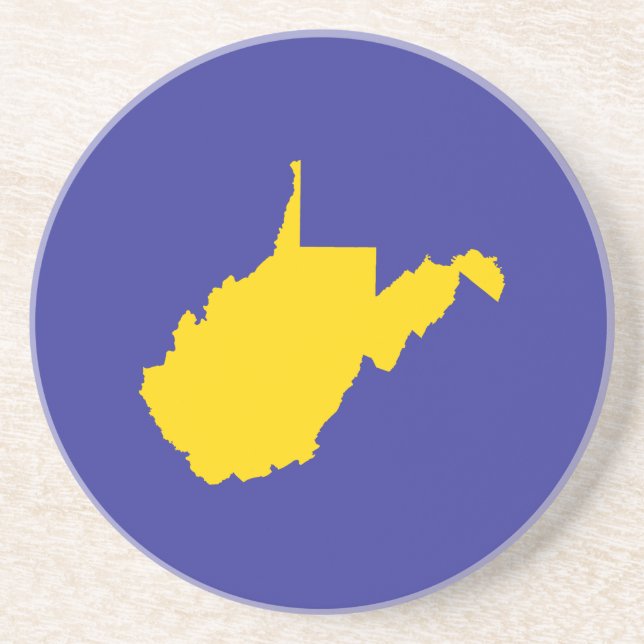 Dessous De Verre En Grès Gold et Blue West Virginia (Devant)