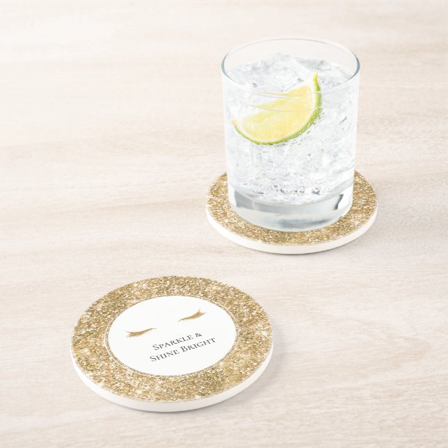 Dessous De Verre En Grès Gold Eyelashes parties scintillant de glamour girl (Côté)