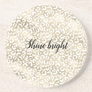 Dessous De Verre En Grès Gold Glam Empreinte de léopard blanc
