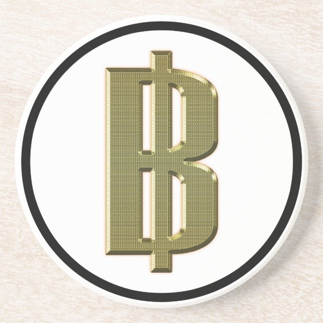 Dessous De Verre En Grès GOLDEN BAHT SIGNER ฿ devises thaïlandaises ฿ (Devant)