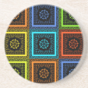 Dessous De Verre En Grès Golden Red blue Green Masai Couleurs traditionnell