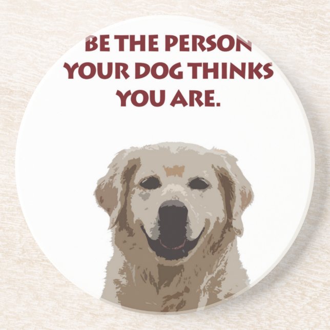 Dessous De Verre En Grès Golden Retriever avec une belle citation (Devant)
