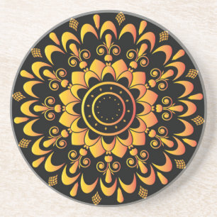 Dessous De Verre En Grès Golden Unique Mandala Design-95747