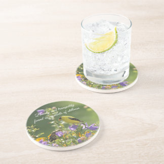 Dessous De Verre En Grès Goldfinch sur Harebell Flower