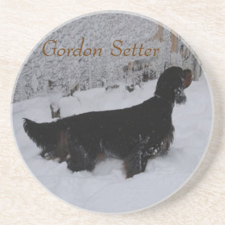 Dessous De Verre En Grès Gordon Setter in Snowstorm Coaster