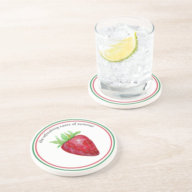 Dessous De Verre En Grès Goût Rafraîchissant De Fraise D'Été (Côté)