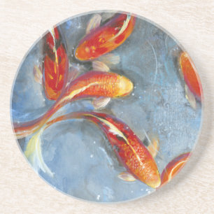 Dessous De Verre En Grès Gracieux Koi II