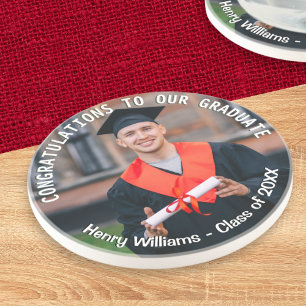Dessous De Verre En Grès Graduation Photo Texte personnalisé Graduate Keeps