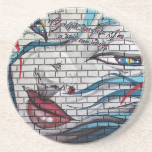 Dessous De Verre En Grès Graffiti de fille asiatique 