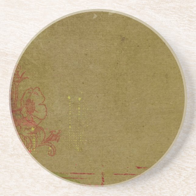 Dessous De Verre En Grès Graffiti Grungy Avec Floral Rouge (Devant)