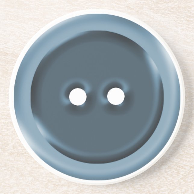 Dessous De Verre En Grès Grand bouton bleu (Devant)