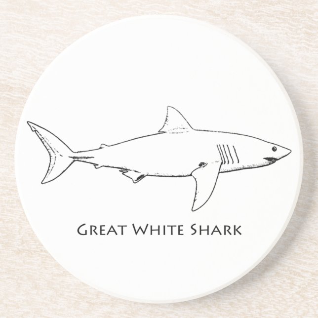Dessous De Verre En Grès Grand requin blanc (schéma) (Devant)