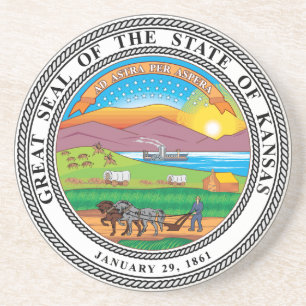 Dessous De Verre En Grès Grand sceau de l'état du Kansas