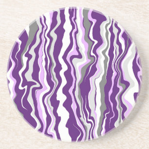 Dessous De Verre En Grès Grandes bandes d'art fluides en marbre violet