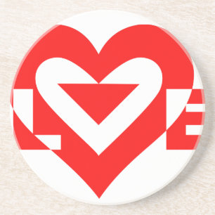 Dessous De Verre En Grès Graphique d'amour cool, Rouge