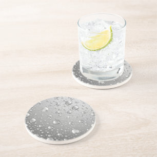 Dessous De Verre En Grès Gray argenté métallique gouttes de pluie Abstraite