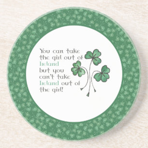 Dessous De Verre En Grès Green Shamrock Irish Girl 'Citation Sandstone Coas