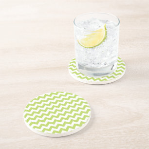 Dessous De Verre En Grès Green Zigzag, Green Chevron, Motif géométrique