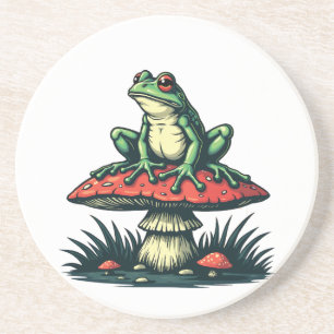 Dessous De Verre En Grès Grenouille sur champignon Cottagecore Forêt de cha