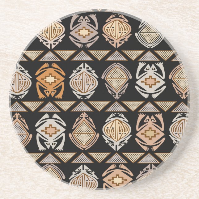 Dessous De Verre En Grès Grenouilles à genoux tribales (Devant)