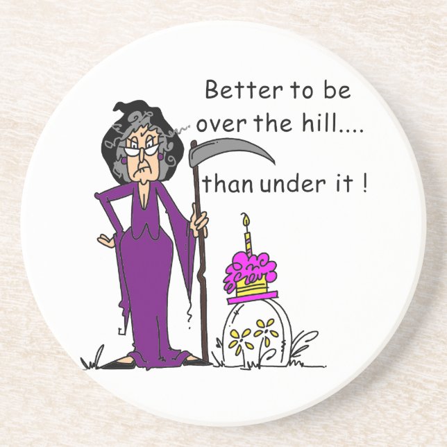 Dessous De Verre En Grès Grim Reaper Humour d'anniversaire (Devant)